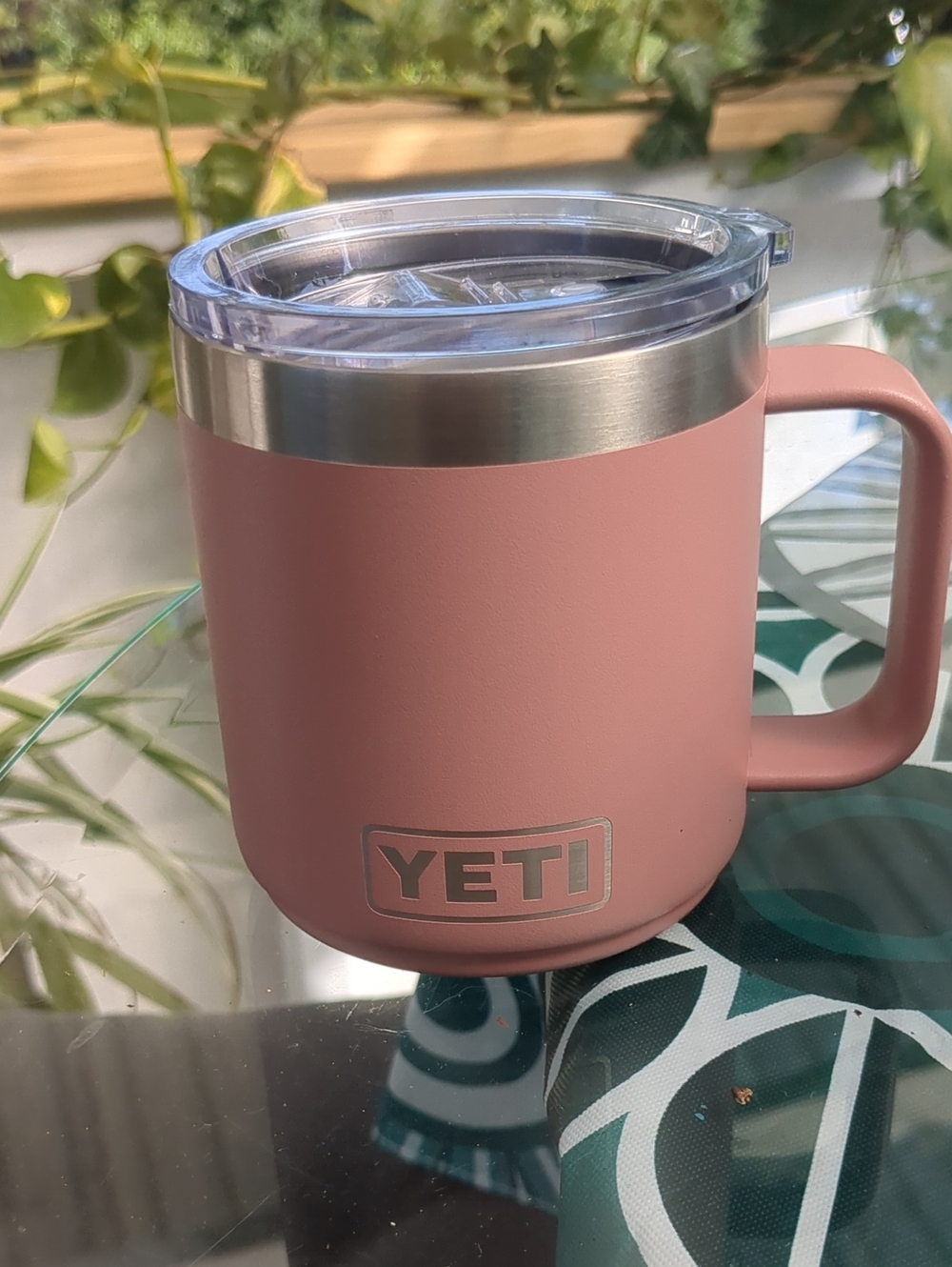 Yeti Dusty Pink Insulated Travel Mug with Clear Lid